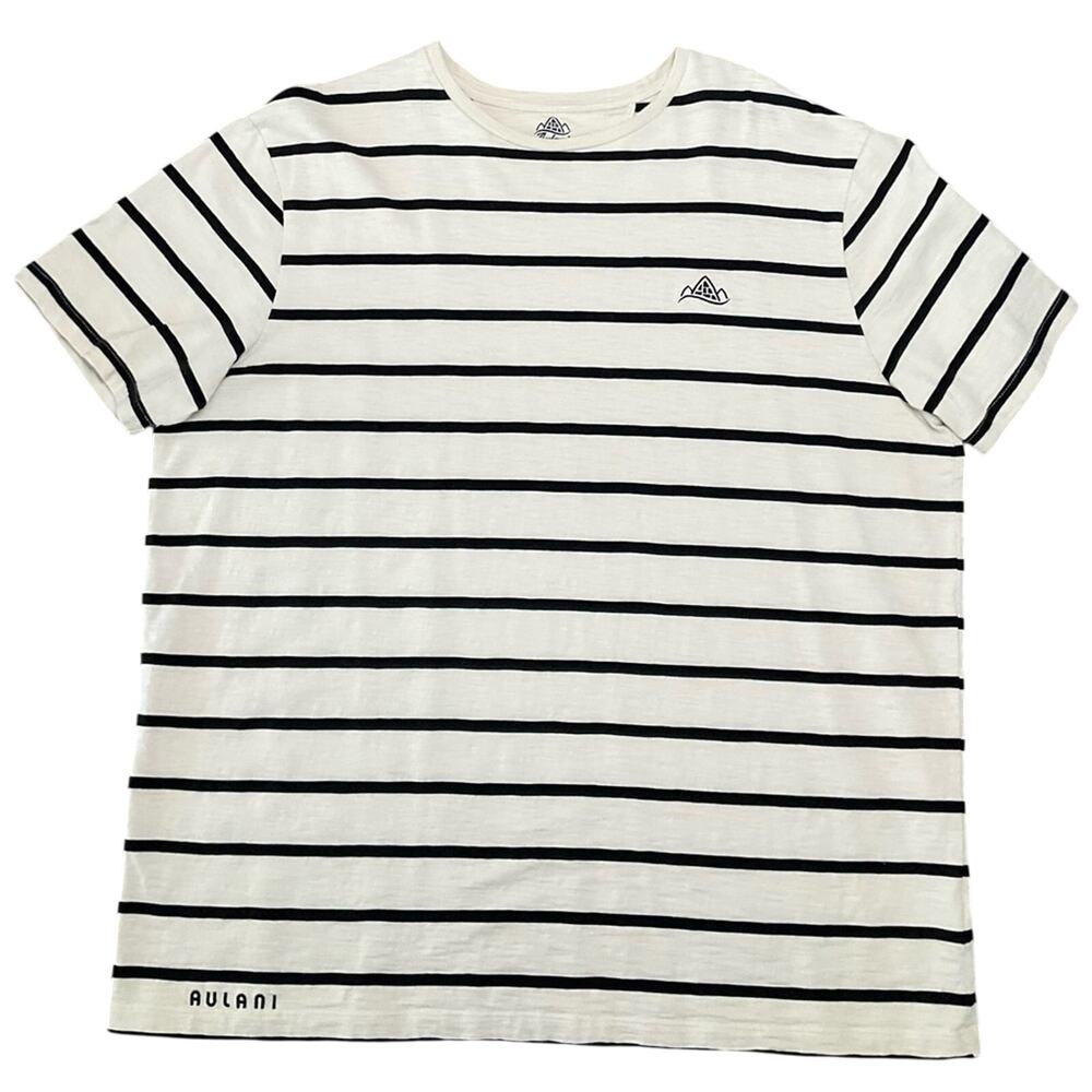 Disney Aulani Men's Shirt Aloha Black White Striped Shirt Size XL NWOT